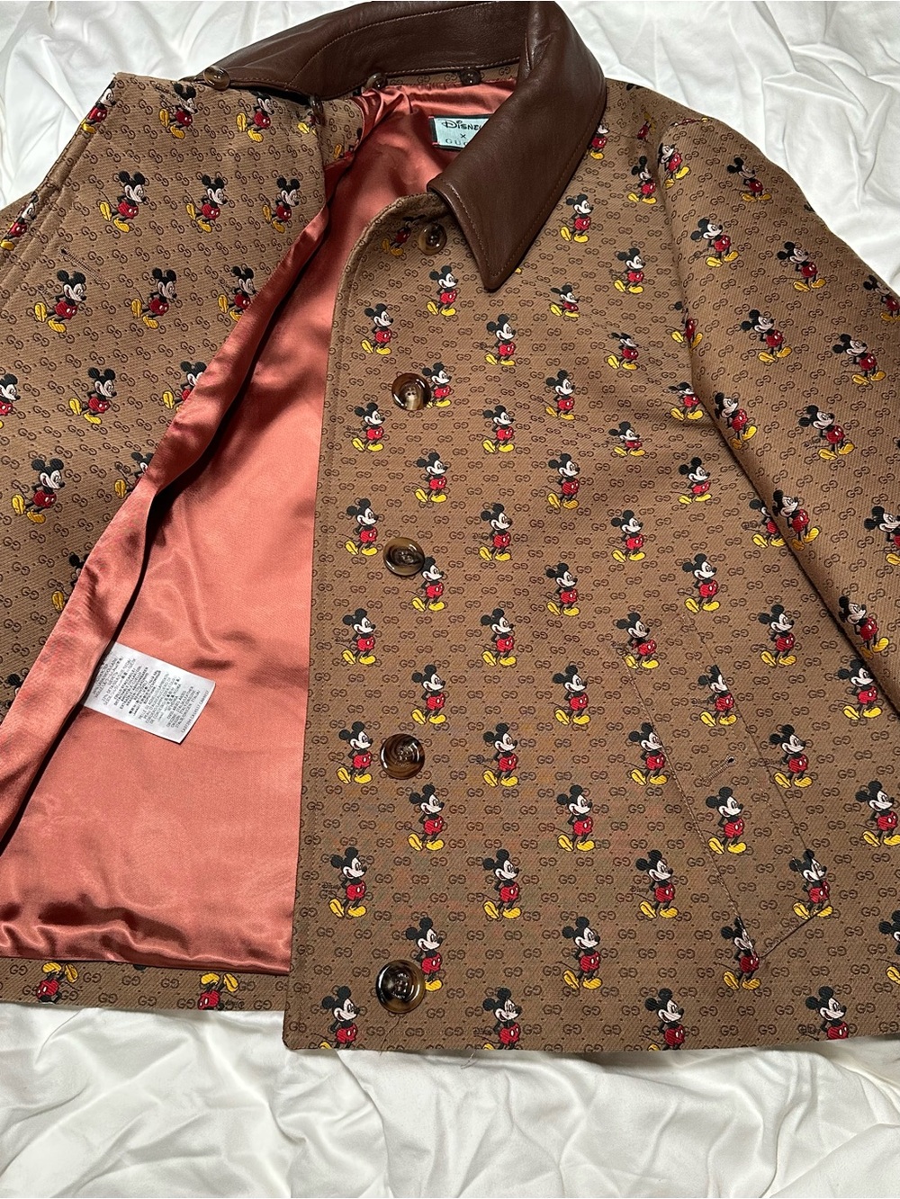 Gucci x Disney Mickey Mouse GG Jacquard Leather Collar Jacket - Picture 3 of 7